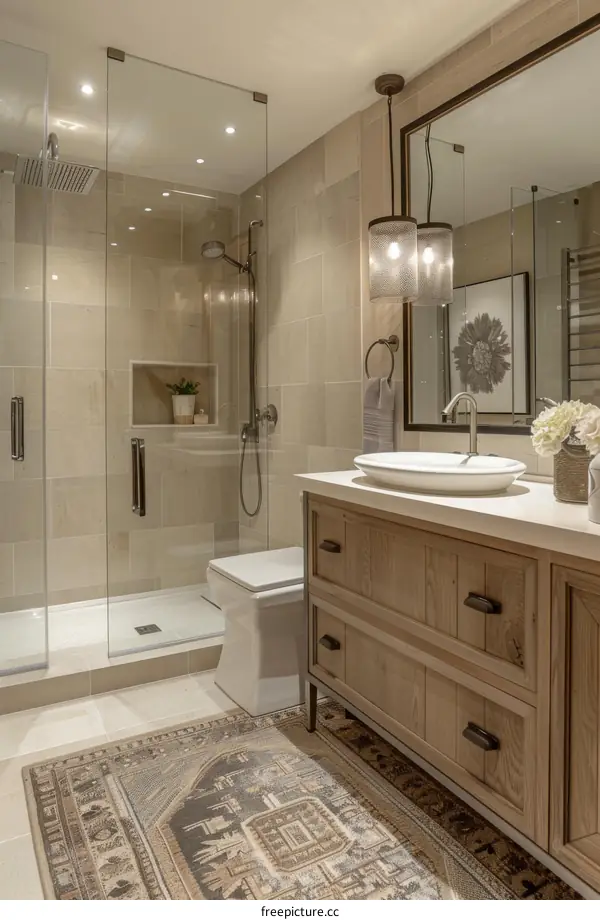 Ensuite bathroom with large shower and vanity