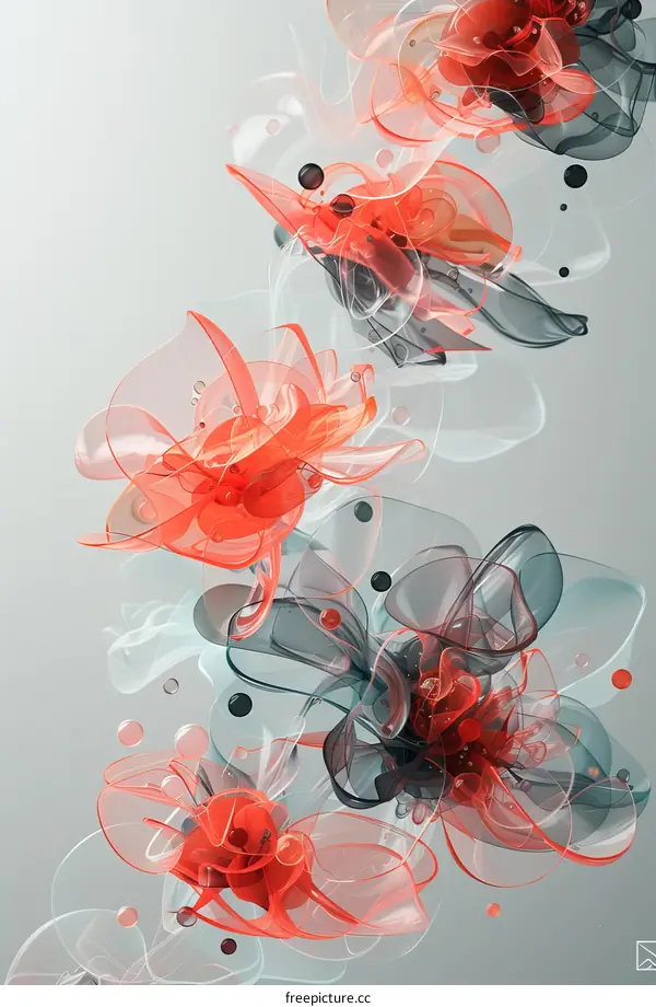 3D rendering of red and black flowers