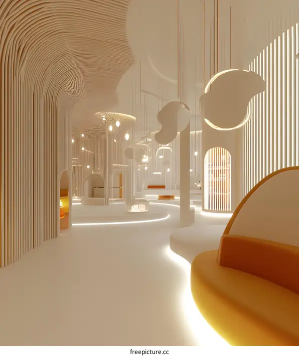 Modern Minimalist Interior Design with Curved Walls and Organic Shapes