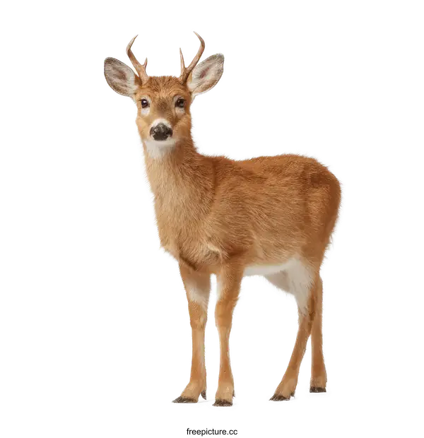 [Transparent Background PNG]Fawn Deer Portrait Against White Background