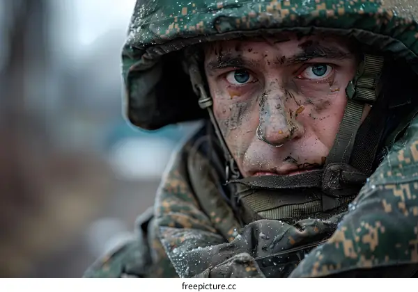 Portrait of a soldier in the Russian Armed Forces.