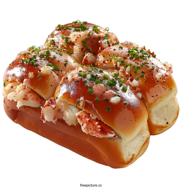 [Transparent Background PNG]Four Delicious Lobster Rolls on White Background