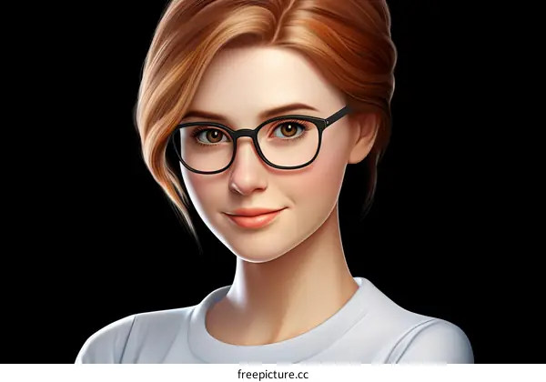 Illustration of a young woman with glasses
