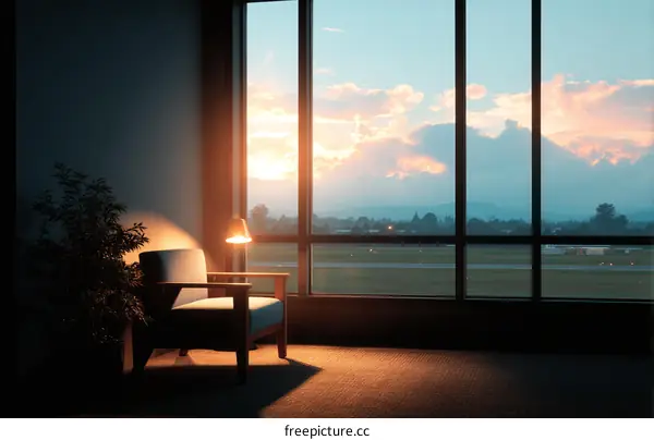 Airport Lounge Sunset View Armchair Interior