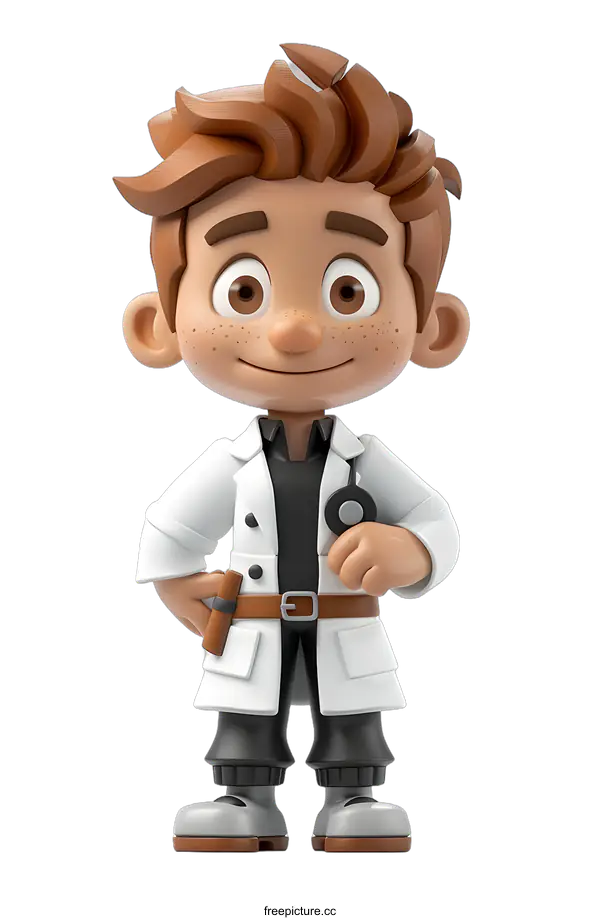 [Transparent Background PNG]a 3d illustration of a male doctor