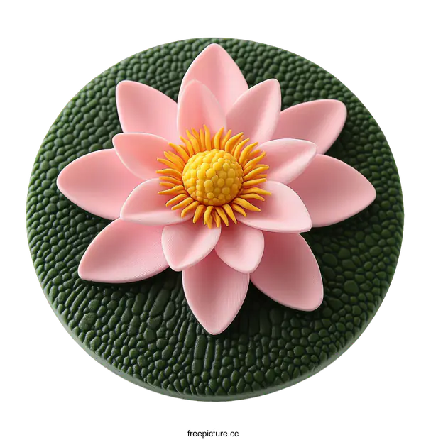 [Transparent Background PNG]Pink Lotus Flower on a Green Pad