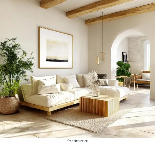 Modern Minimalist Beige Living Room