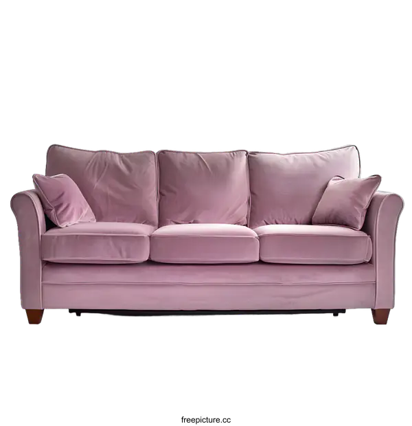 [Transparent Background PNG]Pink Velvet Sofa on White Background