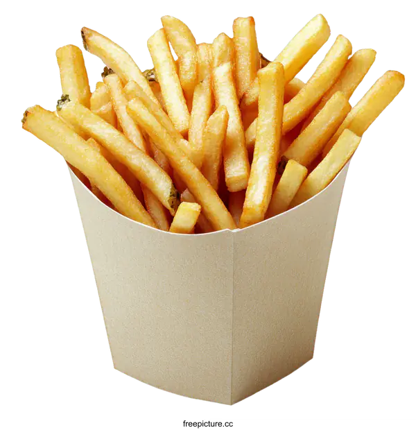 [Transparent Background PNG]Crispy French Fries in a Paper Container