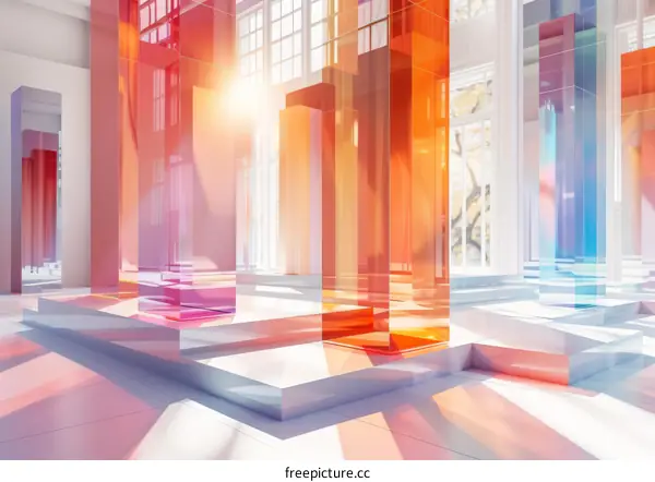 Abstract Art: Wall of Colorful Glass Bricks