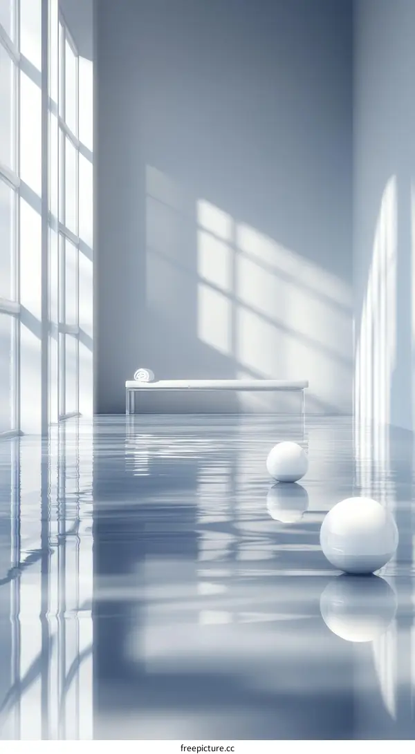 Modern Empty Room with Reflective Floor