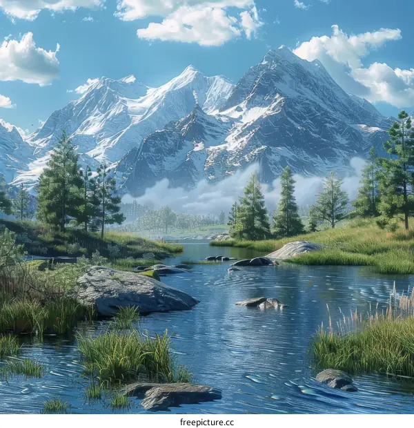 Majestic Mountain River Landscape