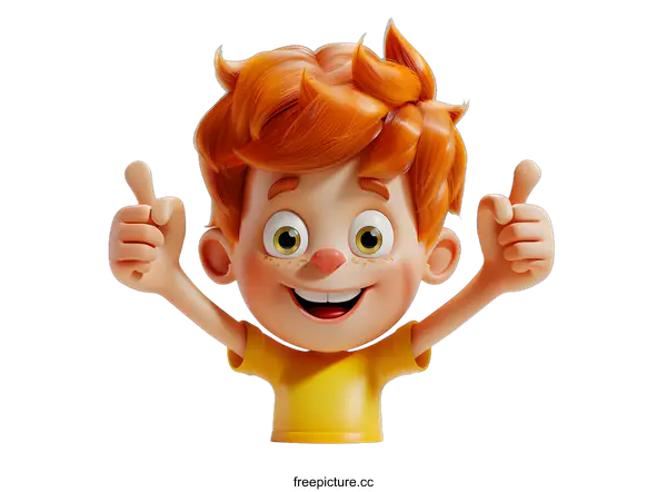 [Transparent Background PNG]3d cartoon boy thumbs up