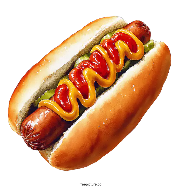 [Transparent Background PNG]Delicious Watercolor Hot Dog Illustration