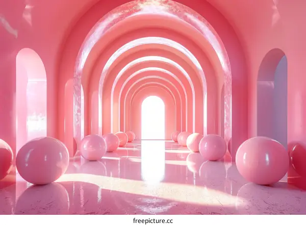 Pink Archway with Pastel Spheres