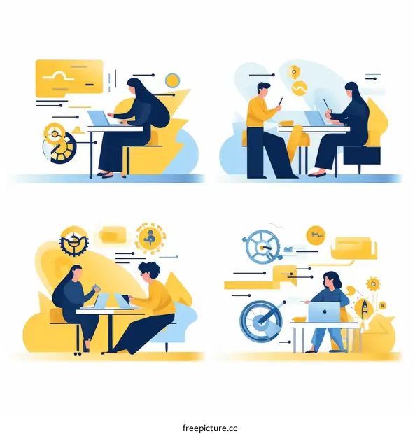 Illustration of a diverse group of people working together on a project