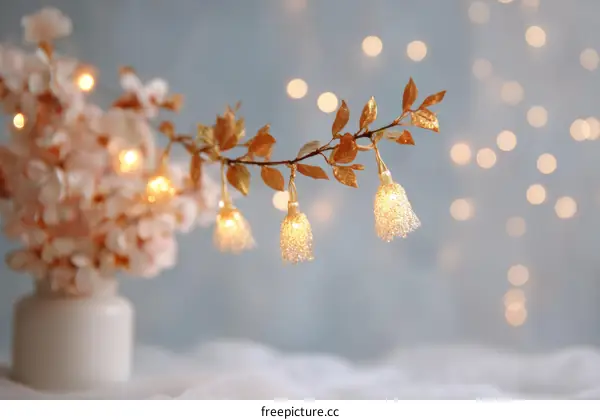 Elegant Gold and Pink Decor with Fairy Lights