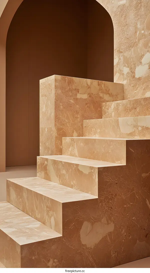Beige Marble Steps and Archway Interior Design
