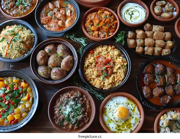 A delicious spread of traditional Turkish food