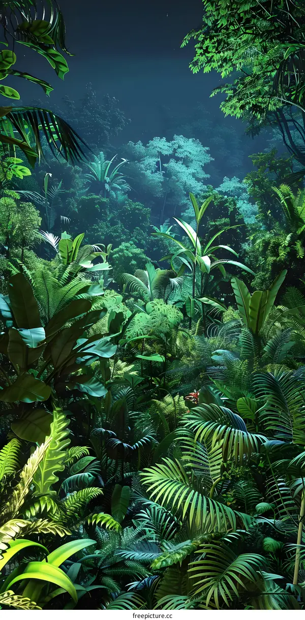 Tropical Rainforest Night Landscape