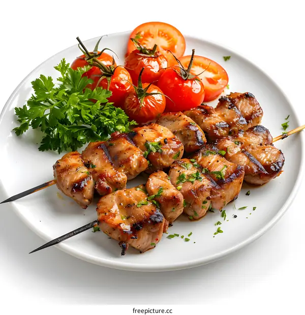 meat skewer with tomatoes