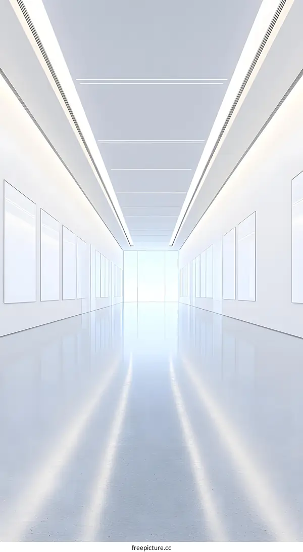 Minimalist White Corridor Interior Design with Empty Frames