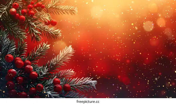 Christmas decoration of holly branch