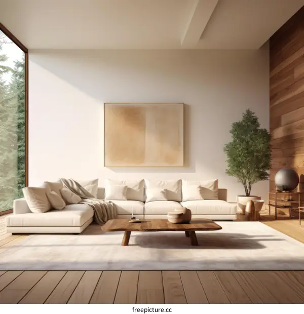 Modern Scandinavian Living Room with Natural Elements