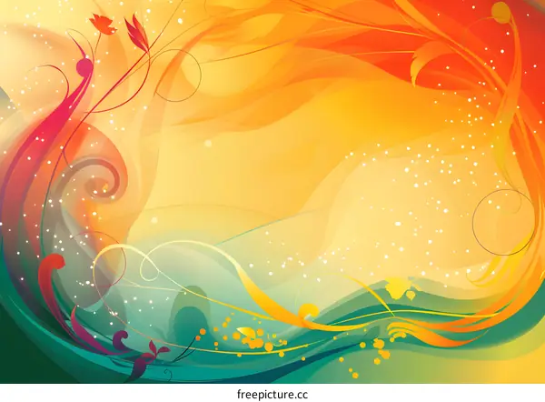 Abstract Floral Background with Yellow and Green Colors