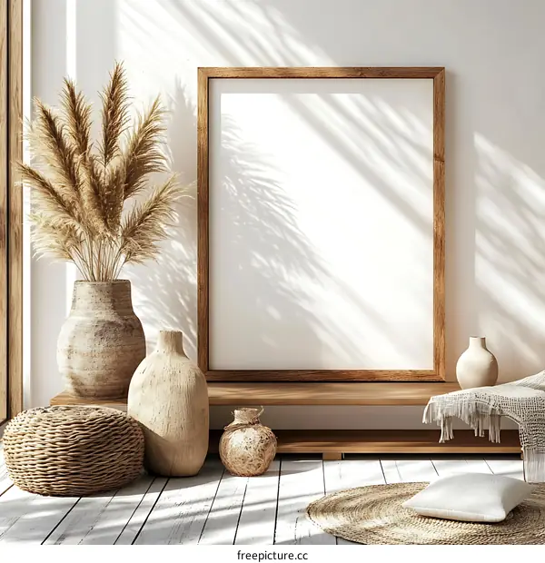 Bohemian Interior Mockup with Empty Frame