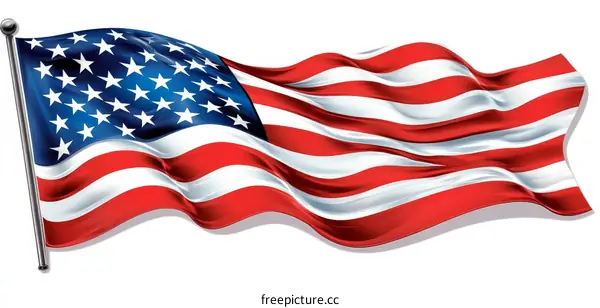 American Flag Illustration with Waving Effect