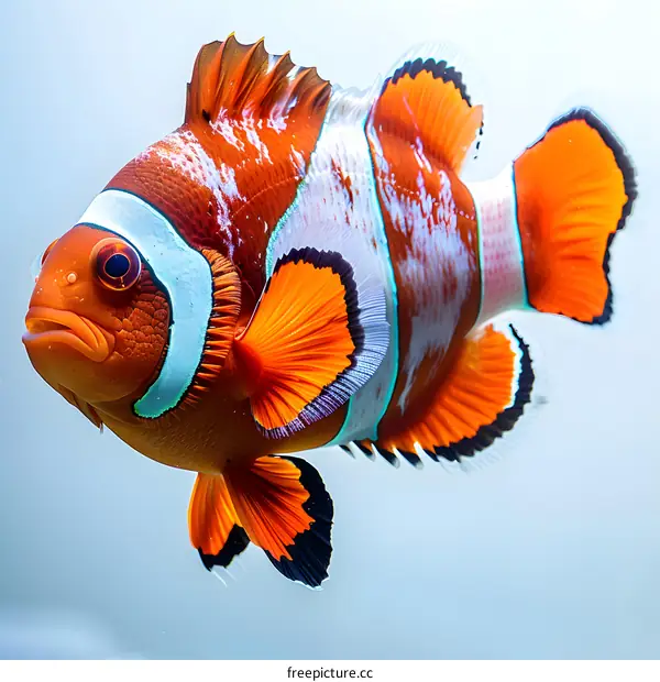 A beautiful clownfish with vibrant orange and white stripes.