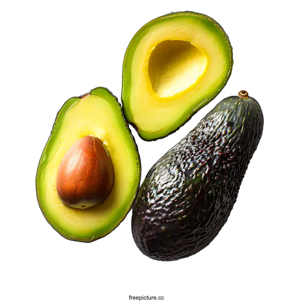 [Transparent Background PNG]two halves of avocado on white background