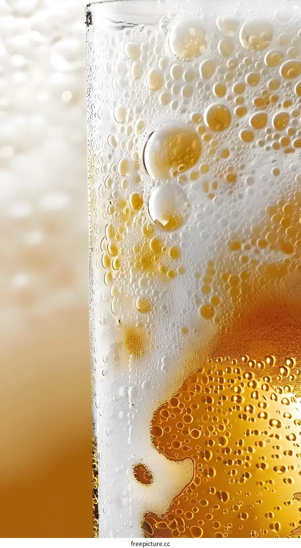 Close Up of Bubbles in Beer