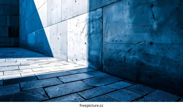 Abstract Concrete Wall and Floor in Blue Tones