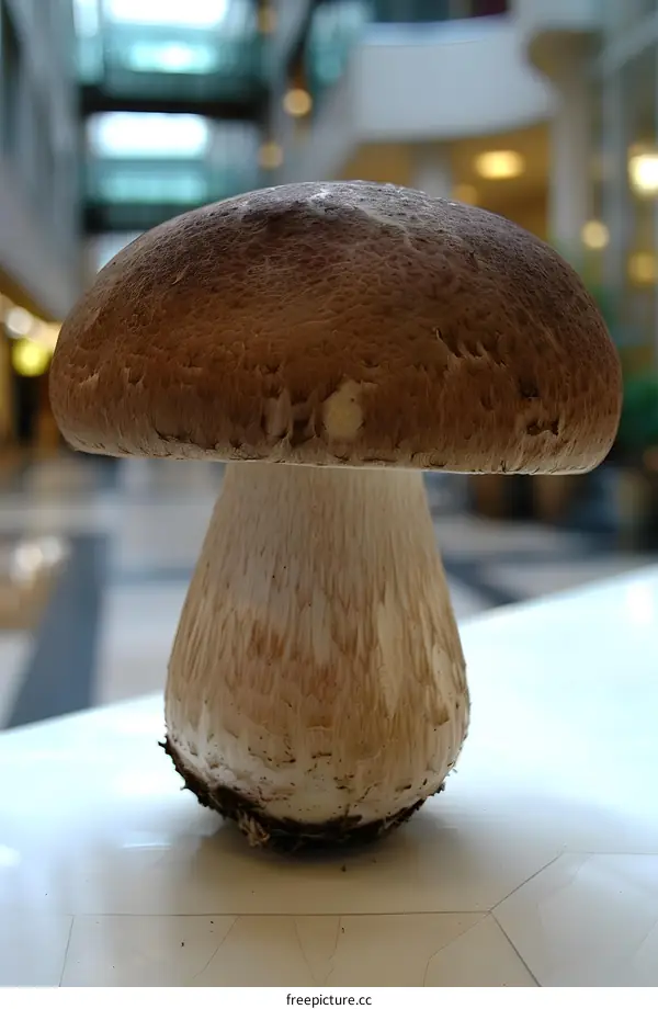Big brown mushroom on a table