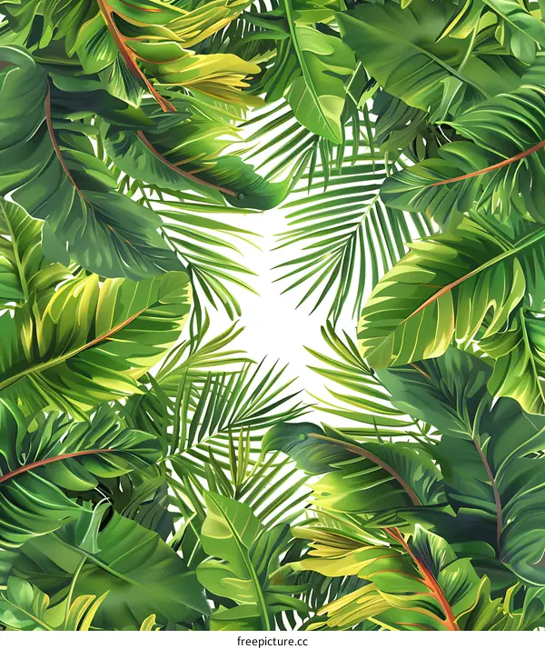 Tropical Leaves Background Green Illustration