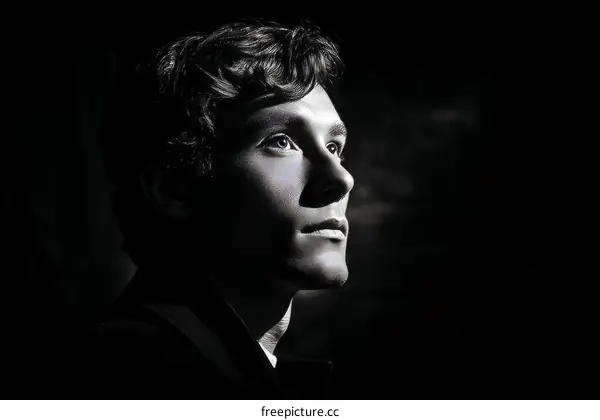 Close-up Black and White Portrait of a Man