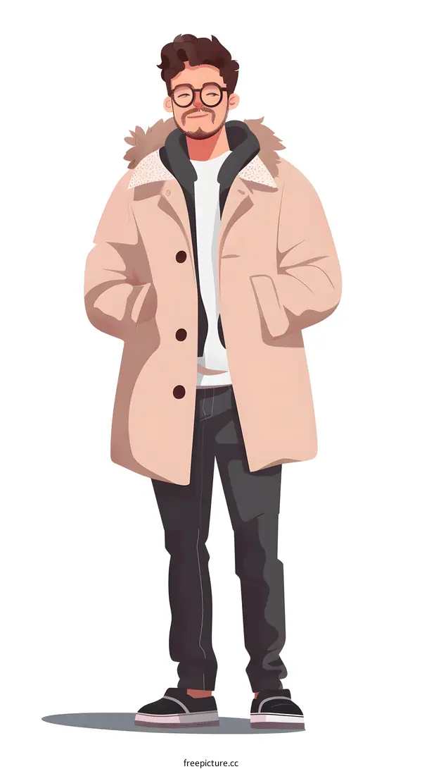 Man in Beige Coat Illustration