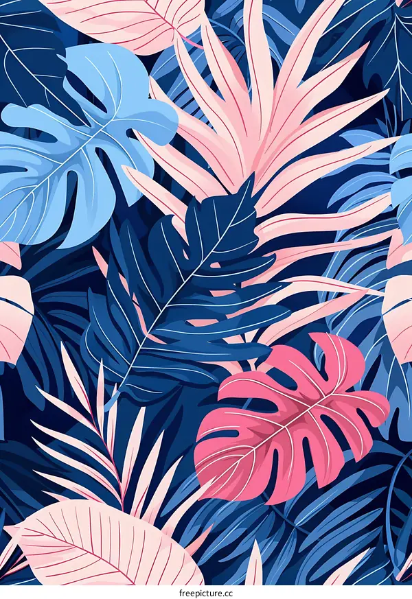 Tropical Leaves Seamless Pattern Illustration