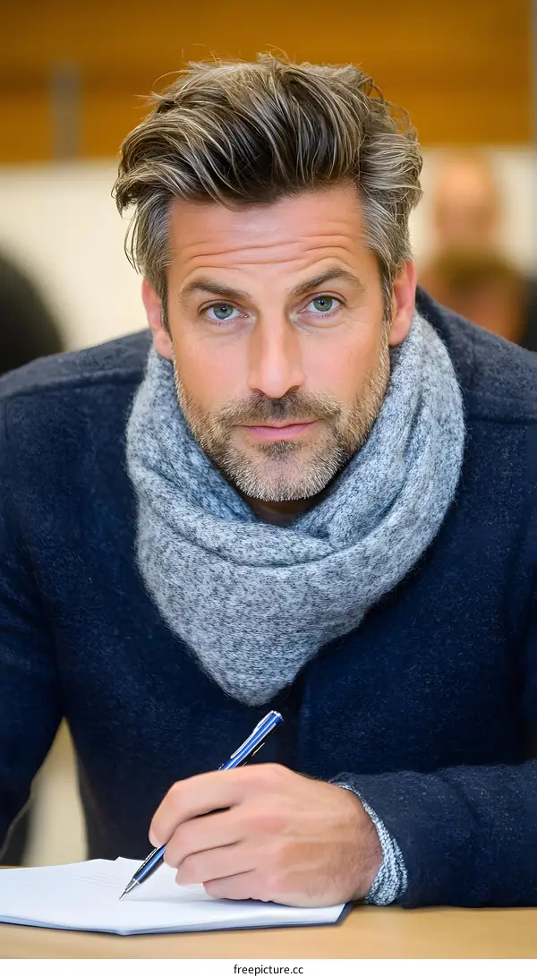 Portrait of a Man Writing in a Notebook