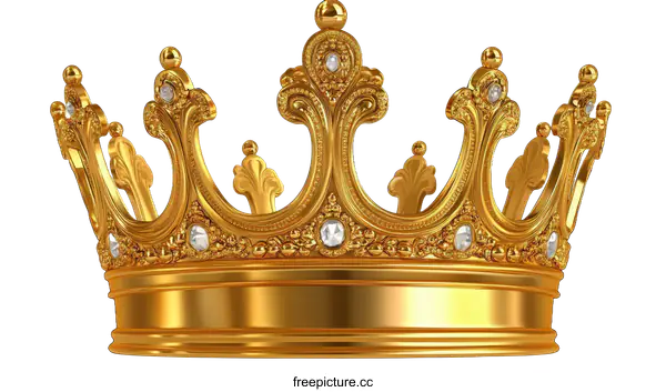 [Transparent Background PNG]Golden Royal Crown with Precious Stones