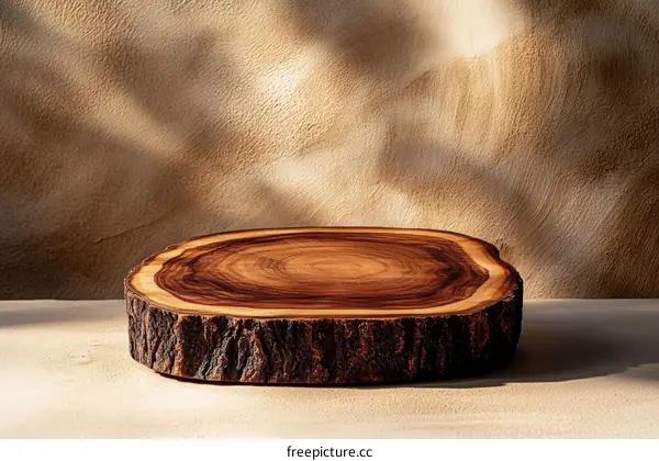 Wooden Slice Display Stand with Natural Light