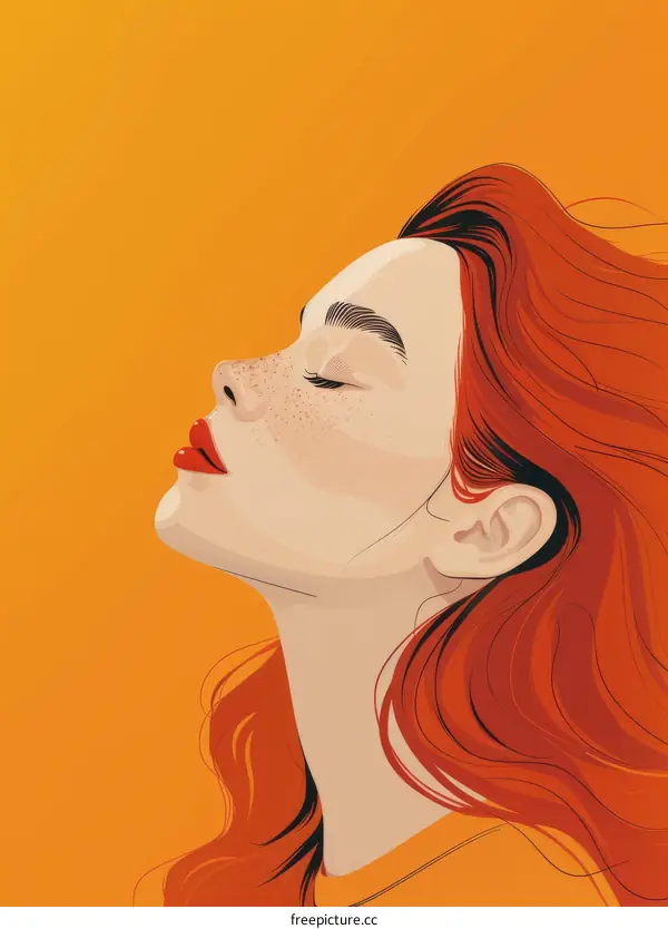 Portrait of a young redheaded woman with freckles