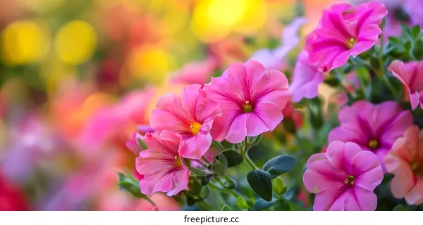 Pink Petunia Flowers with Blurred Background