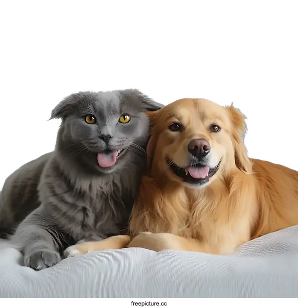 [Transparent Background PNG]Friendly Companionship of Cat and Dog