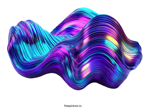 [Transparent Background PNG]Abstract Colorful Metallic Wave Shape