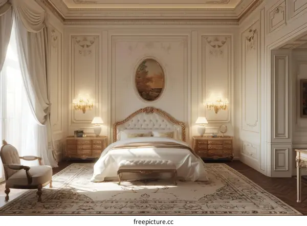 Ornate detailed classic bedroom interior design