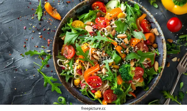 Scrumptious Vegetarian Noodles with Vegetables and Nuts