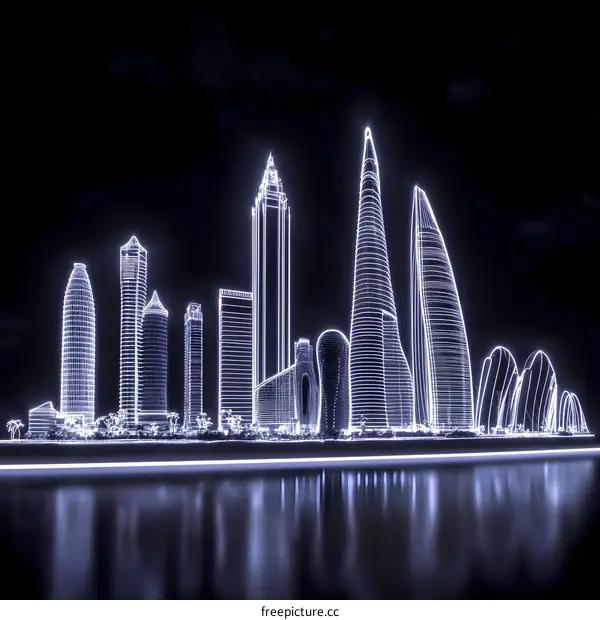 Abstract Neon City Skyline Illustration